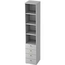 Armoire combinée TOPAS LINE, 6 hauteurs de classeurs, étagères + 4 tiroirs, gris clair/gris clair