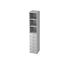 Armoire combinée TOPAS LINE, 6 hauteurs de classeurs, étagères + 6 tiroirs, gris clair/gris clair