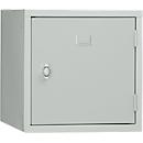 Armoire cube en métal verrouillable, 380 mm, corps gris, porte gris clair RAL 7035