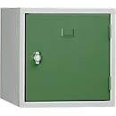 Armoire cube en métal verrouillable, 380 mm, corps gris, porte vert RAL 6011