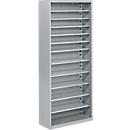 Armoire d'atelier - l. 700 x P 300 x H 1690 mm - 11 étagères - sans bacs - sans portes - alu blanc