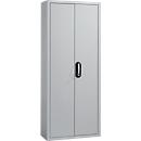 Armoire d'atelier - l. 700 x P 300 x H 1690 mm - 9 étagères - sans bacs - avec portes - alu blanc