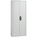 Armoire d'atelier - l. 700 x P 300 x H 1690 mm - 9 étagères - sans bacs - avec portes - gris clair