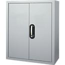 Armoire d'atelier - l. 700 x P 300 x H 830 mm - 4 étagères - 22 bacs - avec portes - alu blanc