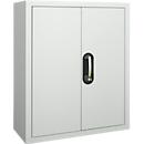 Armoire d'atelier - l. 700 x P 300 x H 830 mm - 4 étagères - sans bacs - avec portes - gris clair
