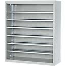 Armoire d'atelier - l. 700 x P 300 x H 830 mm - 6 étagères - sans bacs - sans portes - gris clair
