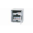 Armoire de base acide et alcaline asecos SL-CLASSIC-UB, porte à charnières, arrêt à droite, façade gris clair, L 590 x P 570 x H 600 mm