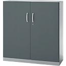 Armoire de bureau, 3OH, verrouillable, avec portes en applique, L 1200 mm, gris basalte/alu blanc