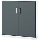 Armoire de bureau, 3OH, verrouillable, avec portes en applique, L 1200 mm, gris basalte/blanc trafic