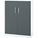 Armoire de bureau, 3OH, verrouillable, avec portes en applique, L 950 mm, gris basalte/blanc trafic