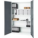 Armoire de bureau, 5 HC, verrouillable, avec portes en applique, L 1200 mm, blanc trafic
