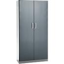 Armoire de bureau, 5 HC, verrouillable, avec portes en applique, L 950 mm, gris basalte/alu blanc