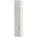Armoire de bureau TEMPIO, en bois, 2 portes, 6 OH, L 400 x P 340 x H 2130 mm, blanc/béton