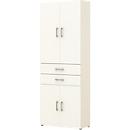Armoire de bureau TEMPIO, en bois, 4 portes, 2 tiroirs, 6 OH, L 800 x P 340 x H 2130 mm, blanc/blanc