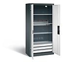 Armoire de charge de batterie Basic de C+P avec portes en tôle pleine, H 1950 x L 930 x P 500 mm, anthracite/gris clair