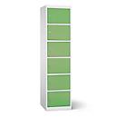 Armoire de charge pour accu, 6 compartiments avec serrure cylindrique, fiche CH, tôle d'acier gris clair RAL 7035/vert réséda RAL 6011