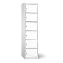 Armoire de charge pour accu, 6 compartiments avec serrure cylindrique, prise CH, tôle d'acier gris clair RAL 7035/blanc pur RAL 9010