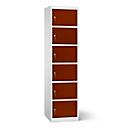 Armoire de charge pour accu, 6 compartiments avec serrure cylindrique, prise CH, tôle d'acier gris clair RAL 7035/marron acajou RAL 8016