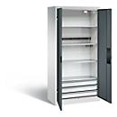 Armoire de charge sur batterie Basic de C+P avec portes en tôle pleine, H 1950 x L 930 x P 500 mm, gris clair/anthracite