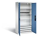 Armoire de charge sur batterie Basic de C+P avec portes en tôle pleine, H 1950 x L 930 x P 500 mm, gris clair/bleu lointain