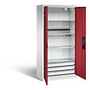 Armoire de charge sur batterie Basic de C+P avec portes en tôle pleine, H 1950 x L 930 x P 500 mm, gris clair/rouge rubis
