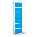 Armoire de chargement des batteries, 6 compartiments avec serrure à cylindre, tôle d'acier gris clair RAL 7035/bleu clair RAL 5012