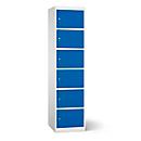 Armoire de chargement des batteries, 6 compartiments avec serrure à cylindre, tôle d'acier gris clair RAL 7035/bleu de gentiane RAL 5010