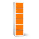 Armoire de chargement des batteries, 6 compartiments avec serrure à cylindre, tôle d'acier gris clair RAL 7035 / orange pur RAL 2004