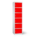 Armoire de chargement des batteries, 6 compartiments avec serrure à cylindre, tôle d'acier gris clair RAL 7035 / rouge trafic RAL 3020