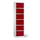 Armoire de chargement des batteries, 6 compartiments avec serrure à cylindre, tôle d'acier gris clair RAL 7035 / rouge vin RAL 3005