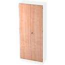 Armoire de classement, 5 HC, verrouillable, l. 800 x P 420 x H 2004 mm, coloris blanc/noyer