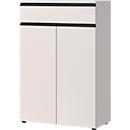Armoire de classement Aalborg, 1 tiroir, 2 portes, 2 tablettes, patins de meuble, mélaminé, L 810 x P 400 x H 1200 mm, graphite