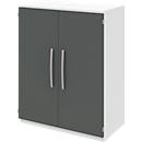 Armoire de classement BARI, 3 hauteurs de classeurs, 2 tablettes, l. 819 x P 430 x H 1117 mm, blanc/anthracite