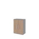 Armoire de classement BARI, 3 hauteurs de classeurs, 2 tablettes, l. 819 x P 430 x H 1117 mm, coloris chêne/gris moyen