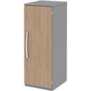 Armoire de classement BARI, 3 HC, 2 étagères, charnière de porte côté droit, l. 427 x P 430 x H 1117 mm, coloris chêne/gris moyen