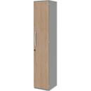 Armoire de classement BARI, 6 hauteurs de classeurs, 5 tablettes, serrure, charnière de porte côté droit, l. 427 x P 430 x H 2174 mm, coloris érable/gris mat