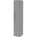 Armoire de classement BARI, 6 hauteurs de classeurs, 5 tablettes, serrure, charnière de porte côté droit, l. 427 x P 430 x H 2174 mm, gris moyen/gris moyen