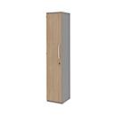 Armoire de classement BARI, 6 hauteurs de classeurs, 5 tablettes, serrure, charnière de porte côté gauche, l. 427 x P 430 x H 2174 mm, coloris chêne/gris mat