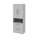 Armoire de classement BARI, 6 HC, 2 portes, 2 dossiers suspendus, verrouillage central, l. 819 x P 430 x H 2174 mm, gris clair