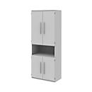 Armoire de classement BARI, 6 HC, 3 tablettes, 1 compartiment ouvert, l. 819 x P 430 x H 2174 mm, gris clair