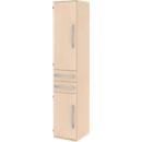 Armoire de classement BARI, 6 HC, 3 tablettes, 2 tiroirs, charnière de porte côté gauche, l. 427 x P 430 x H 2174 mm, érable/érable/alu