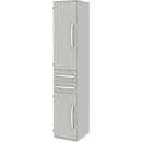 Armoire de classement BARI, 6 HC, 3 tablettes, 2 tiroirs, charnière de porte côté gauche, l. 427 x P 430 x H 2174 mm, gris clair/gris clair/alu