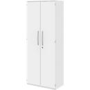 Armoire de classement BARI, 6 HC, 5 tablettes, serrure, l. 819 x P 430 x H 2174 mm, blanc