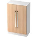 Armoire de classement TARVIS, avec poignée sans serrure, 3 hauteurs de classeurs, l. 800 x P 420 x H 1270 mm, coloris blanc/chêne