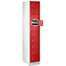 Armoire de distribution, avec porte centrale, Largeur intérieure des compartiments 350 mm, largeur 350 mm, 10 casiers, rouge feu