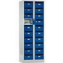 Armoire de distribution pour courrier, avec fente d'insertion, 2 compartiments, serrure à cylindre de sécurité, bleu gentiane