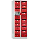 Armoire de distribution pour courrier, avec fente d'insertion, 2 compartiments, serrure à cylindre de sécurité, rouge feu