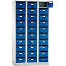 Armoire de distribution pour courrier, avec fente d'insertion, 3 compartiments, serrure à cylindre de sécurité, bleu gentiane