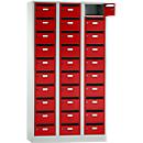 Armoire de distribution pour courrier, avec fente d'insertion, 3 compartiments, serrure à cylindre de sécurité, rouge feu