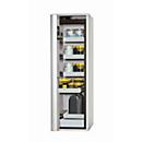 Armoire de sécurité de type 90 asecos S-PHOENIX Vol.2-90, porte pliante avec fermeture automatique, charnière à gauche, façade gris clair, L 596 x P 749 x H 1968 mm
